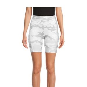 ATHLETIC WORKS Biker Shorts Size Medium 8-10 Womens Camouflage Pull On Grays New